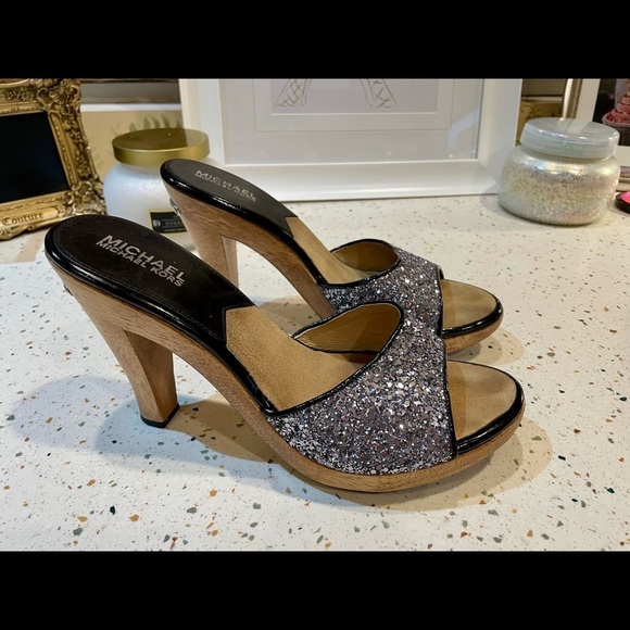 MICHAEL Michael Kors Glitter‎ Wooden Sandal Heels - Picture 5 of 15